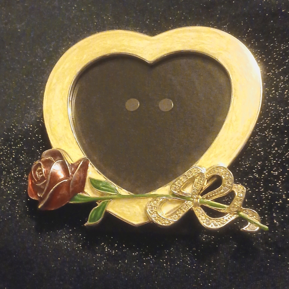 NWOT Gorham heart frame rose ans bling ribbon